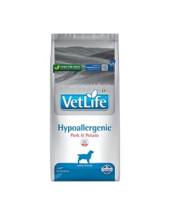 Vet Life Dog Hypoallergenic Pork Potato полнорационный сухой корм для собак для снижения пищевой алл Farmina