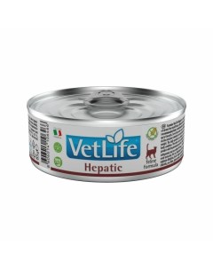 Vet Life Cat Hepatic влажный корм для взрослых кошек при заболеваниях печени в консервах 85 г Farmina
