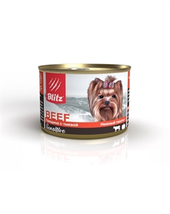 Корм для собак для мелких пород, говядина с тыквой паштет банка 200г Blitz
