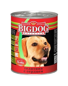 Корм для собак Big Dog Телятина с сердцем банка 850г Зоогурман