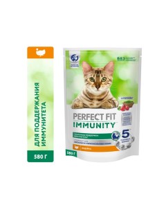 Корм для кошек Immunity индейка спирулина клюква сух 580г Perfect fit