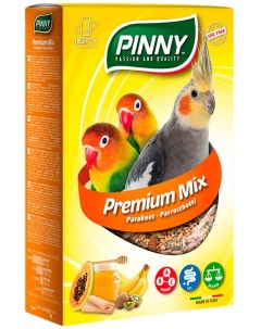Корм для средних попугаев Pinny с фруктами бисквитом и витаминами 800г Pineta