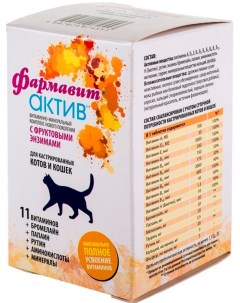 Витамины Фармавит АКТИВ К К для кастрированных котов и кошек 60 таб Фармакс