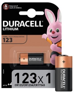 Литиевые батарейки CR123 1шт Duracell