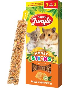 Лакомство для грызунов Happy Jungle Мед Тропические фрукты 3шт 90г упаковка 2 шт Экопром