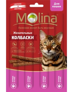 Лакомство для кошек Molina Курица утка 20г упаковка 4 шт Pro pet austria heimtiernahrung
