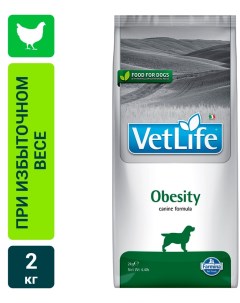 Сухой корм для собак Farmina Vet Life Dog Obesity диетический с курицей при избыточном весе 2кг Farmina pet foods