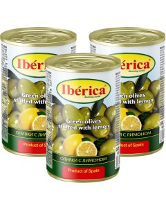 Оливки Iberica С лимоном 300г упаковка 3 шт Olive line