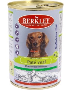 Влажный корм для собак Berkley 2 паштет из телятины 400г упаковка 6 шт V.b.b. srl