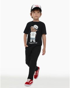 Чёрная футболка с принтом для мальчика Gloria jeans