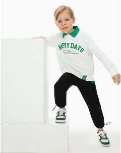 Молочный свитшот с надписью Happy Days и нашивкой для мальчика Gloria jeans