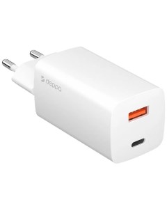 Сетевое зарядное устройство Power Delivery QC 3 0 GaN 65W USB A Type C белое 11434 Deppa