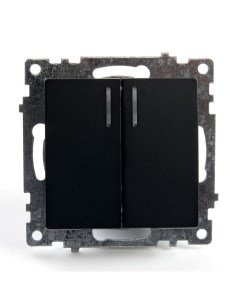 Выключатель двухклавишный Катрин с подсветкой черный GLS10 7102 05 39607 Stekker