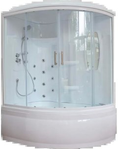 Душевая кабина 140х95 левая белая стекло прозрачное с гидромассажем Royal bath