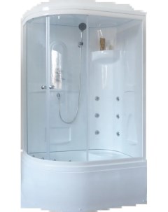 Душевая кабина 120х80 правая белая стекло прозрачное с гидромассажем Royal bath