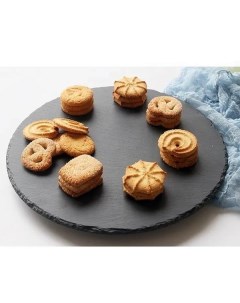 Блюдо для подачи круглое 30см вращающееся черное, сланец Mgprof