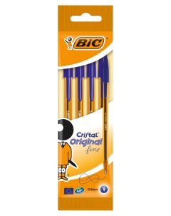 Ручка шариковая Cristal Fine синяя 4 шт Bic