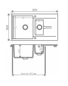 Кухонная мойка BRIG 870 Черный N16 Polygran
