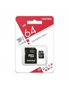 Карта памяти microSDXC 64GB Class10 UHS 1 Smartbuy