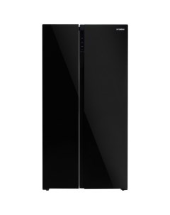 Холодильник Side by Side CS5003F черное стекло Hyundai