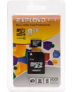 Карта памяти MicroSDHC 8GB Class10 адаптер SD Exployd