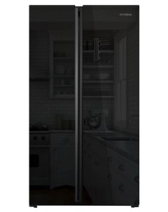 Холодильник Side by Side CS6503FV черное стекло Hyundai