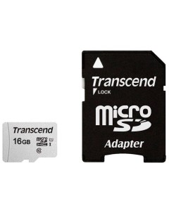 Карта памяти microSD 16GB TS16GUSD300S A adapter Transcend