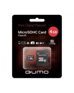 Карта памяти MicroSDHC 4GB Class10 адаптер Qumo
