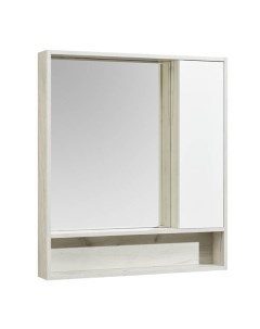 Шкаф с зеркалом Флай 80 Белый Дуб Крафт белый 1A237702FAX10 Акватон