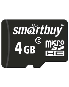 Карта памяти MicroSDHC 4GB Class10 адаптер Smartbuy