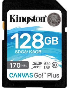 Карта памяти Canvas Go Plus SDXC 128Gb UHS I U3 V30 SDG3 128GB Kingston