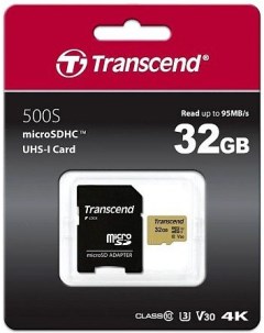 Карта памяти microSD 32GB TS32GUSD500S adapter Transcend