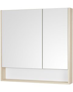 Шкаф с зеркалом Сканди 90 Белый Дуб Верона 1A252302SDB20 Акватон