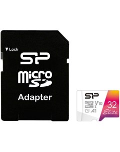 Карта памяти microSDHC 32Gb SP032GBSTHBV1V20SP Elite adapter Silicon power