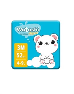 Подгузники для детей 3 М 4 9 кг 52 Watashi
