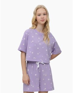 Фиолетовая пижама с принтом для девочки Gloria jeans