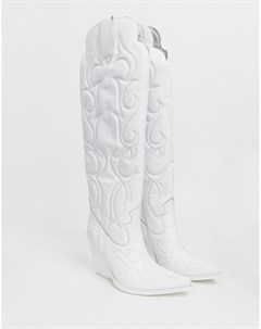 Белые кожаные сапоги в стиле вестерн Jeffrey campbell