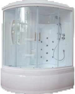 Душевая кабина 140х95 правая белая стекло прозрачное с гидромассажем Royal bath