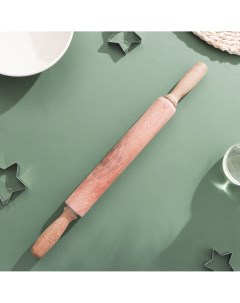Скалка деревянная вращающаяся 43 4 см фигурные ручки акация Magistro