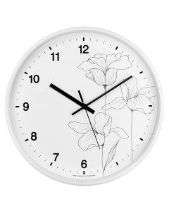 Часы настенные 77771789 30см круглые цветы на белом Troykatime