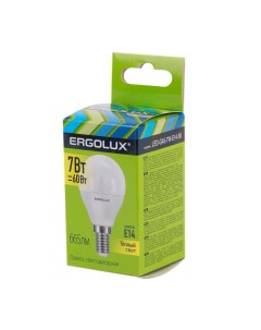 Лампа светодиодная LED 7Вт E14 3000K 172 265В шар Ergolux