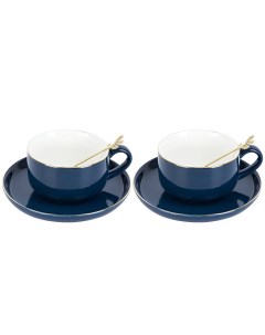 Набор чайный Royal line Mindnight Blue с ложками 4 предметов 350 мл фарфор Nouvelle home