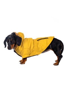 Куртка приталенная с меховым капюшоном для собак S желтый унисекс Rurri