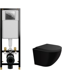 Комплект унитаза Aura WWU01122B с инсталляцией Cersanit Black 35 S IN BLACK Cg w с сиденьем Микролиф Wellwant