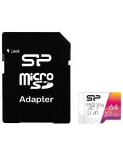 Карта памяти microSDXC 64Gb SP064GBSTXBV1V20SP Elite adapter Silicon power