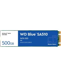 Накопитель SSD M 2 2280 WDS500G3B0B WD Blue SA510 500GB SATA 6Gb s 560 510MB s IOPS 90K 82K MTTF 1 7 Western digital