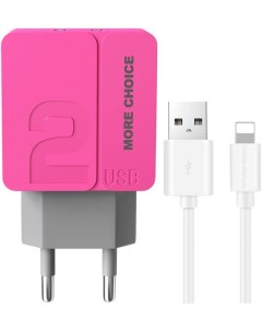 Зарядное устройство сетевое NC46i 2 USB 2 4A для Lightning 8 pin 1м Pink More choice