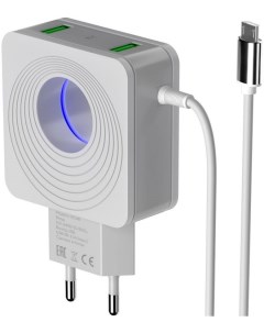 Зарядное устройство сетевое NC48m NC48m White 2 USB 2 1A для micro USB со встроенным кабелем и LED п More choice