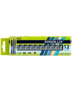 Батарейка LR03 BP 12 Alkaline LR03 AAA 1 5 В 1150 мА ч 12 шт в упаковке 11745 Ergolux