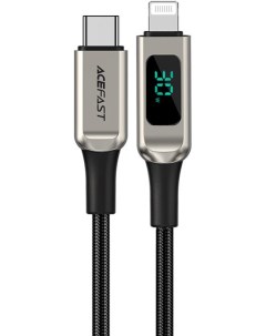 Кабель C6 01 USB Type C Lightning 1 2м с цифровым дисплеем серебристый Acefast
